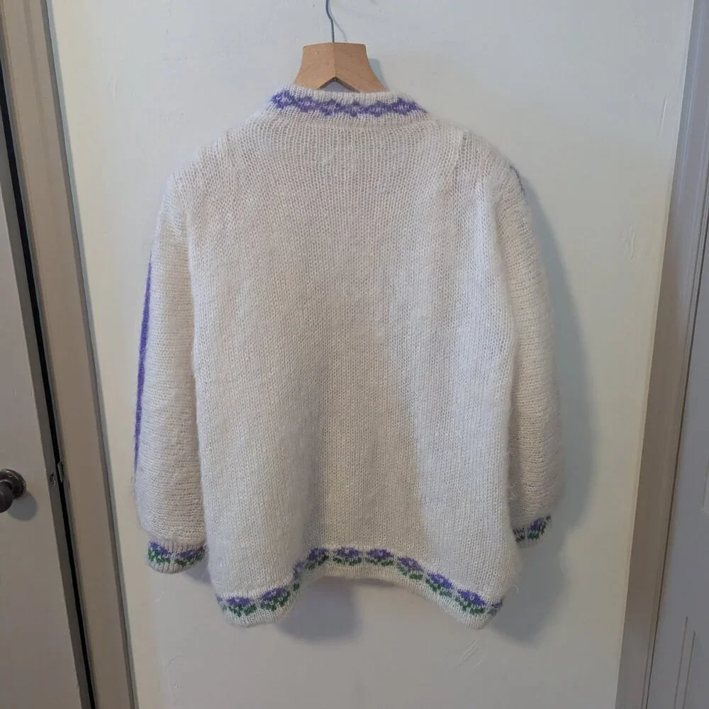 Vintage‎ Mohair Jacket Wool Knit Irish Cottagecore Dopamine Dressing Boho Floral